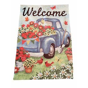 FIBEROMANCE Welcome Garden Flag Spring Flag Waterc
